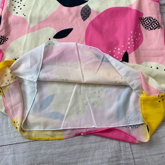 Feifeiyu women L v-cut lemon print fully lined shift dress 3/4 flutter sleeve - Picture 7 of 11